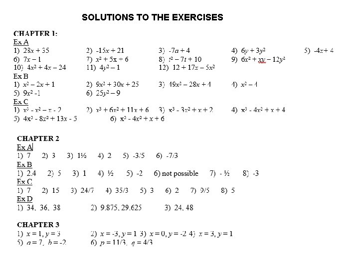 SOLUTIONS TO THE EXERCISES 