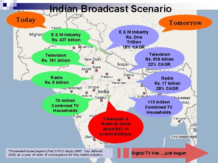 Indian Broadcast Scenario Today Tomorrow E & M Industry Rs. One Trillion 18% CAGR