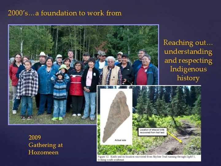 2000’s…a foundation to work from Reaching out… understanding and respecting Indigenous history 2009 Gathering