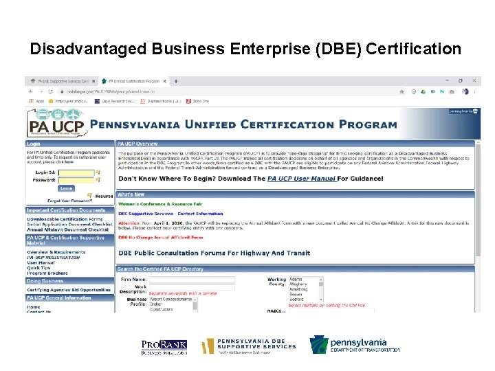 Doing Business With Penn. DOT Disadvantaged Business Enterprise (DBE) Certification 