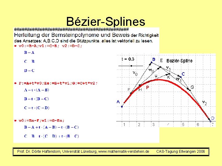 Bézier-Splines Beweis Prof. Dr. Dörte Haftendorn, Universität Lüneburg, www. mathematik-verstehen. de CAS-Tagung Ellwangen 2006