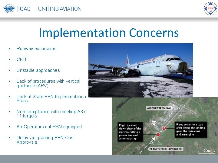 Implementation Concerns • Runway excursions • CFIT • Unstable approaches • Lack of procedures