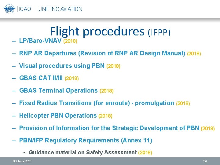 Flight procedures (IFPP) – LP/Baro-VNAV (2018) – RNP AR Departures (Revision of RNP AR