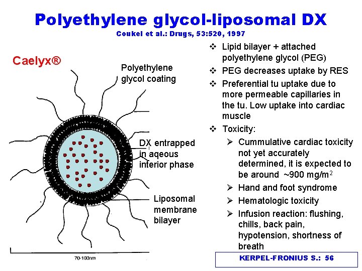 Polyethylene glycol-liposomal DX Coukel et al. : Drugs, 53: 520, 1997 Caelyx® Polyethylene glycol