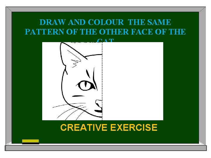 DRAW AND COLOUR THE SAME PATTERN OF THE OTHER FACE OF THE CAT CREATIVE