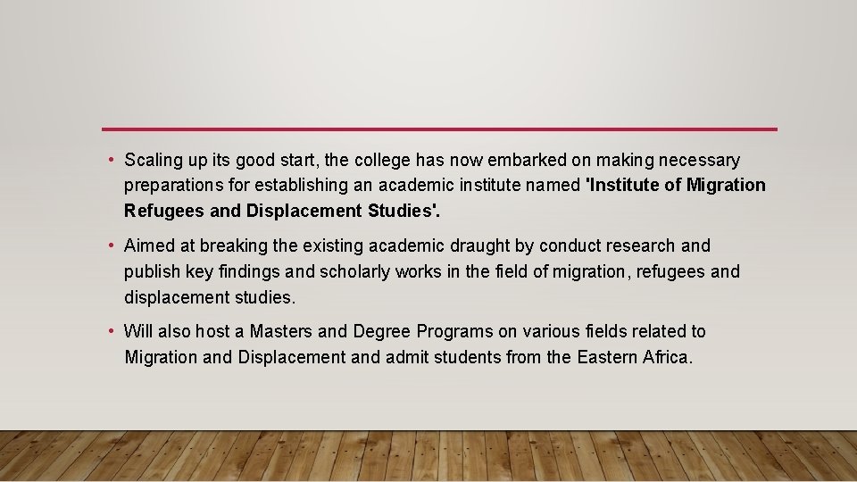  • Scaling up its good start, the college has now embarked on making