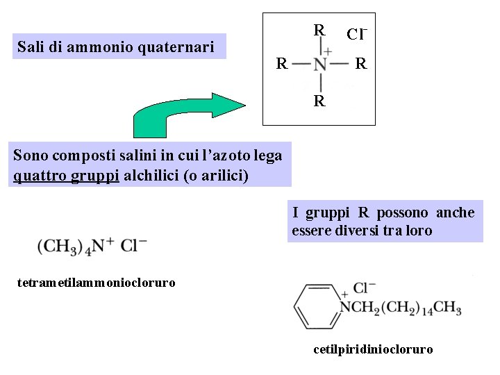 Sali di ammonio quaternari R R Cl. R R Sono composti salini in cui