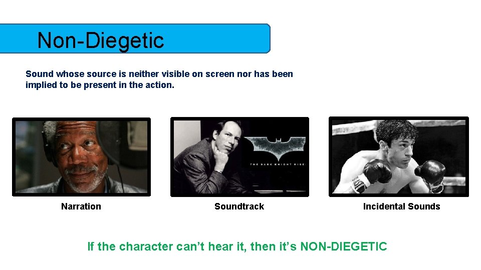 Non-Diegetic Sound whose source is neither visible on screen nor has been implied to