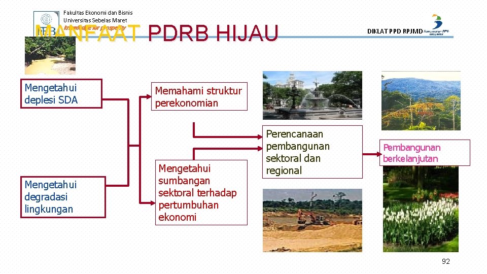 Fakultas Ekonomi dan Bisnis Universitas Sebelas Maret MANFAAT PDRB HIJAU knowledge for prosperity Mengetahui