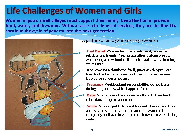 Life Challenges of Women and Girls Women in poor, small villages must support their