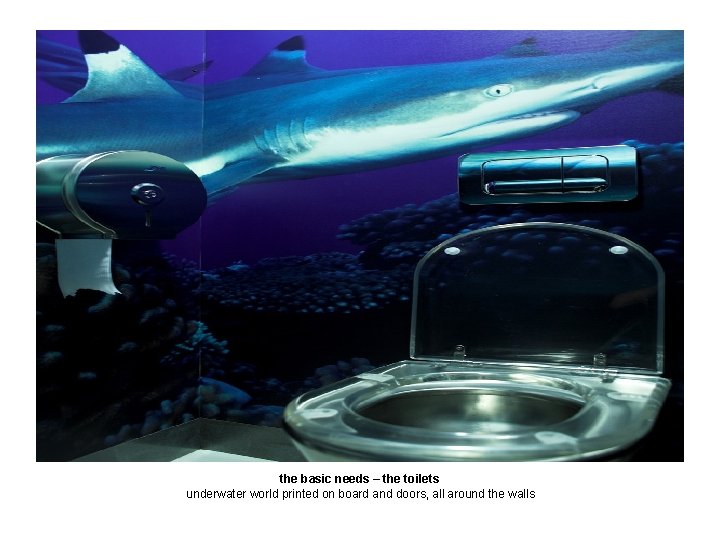 the basic needs – the toilets underwater world printed on board and doors, all