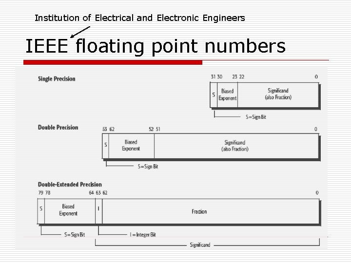 Institution of Electrical and Electronic Engineers IEEE floating point numbers 