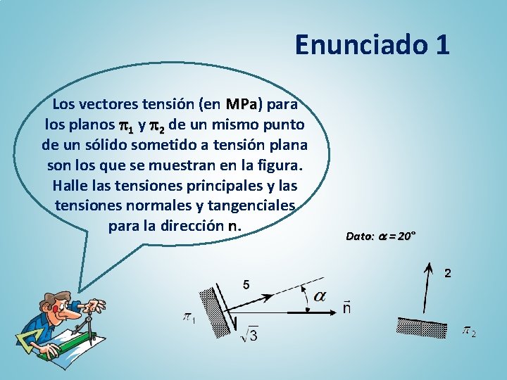 Enunciado 1 Los vectores tensión (en MPa) MPa para los planos 1 y 2