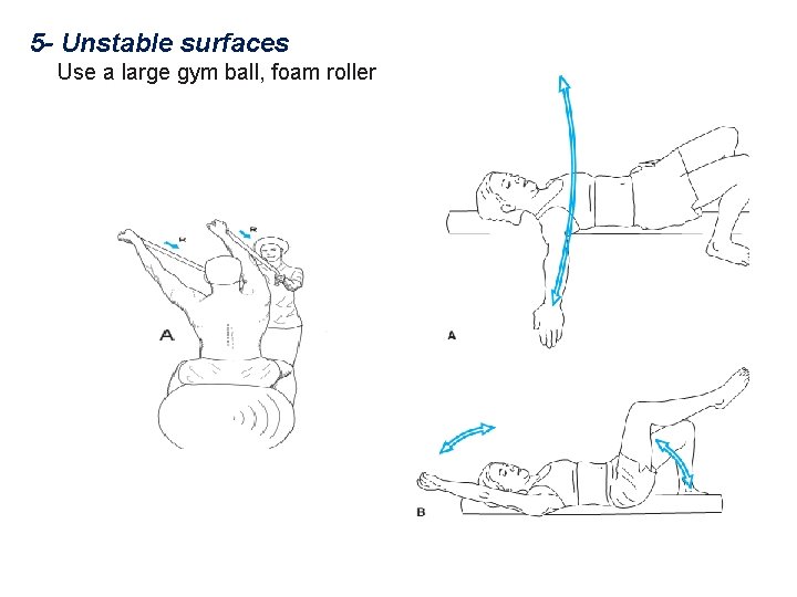 5 - Unstable surfaces Use a large gym ball, foam roller 