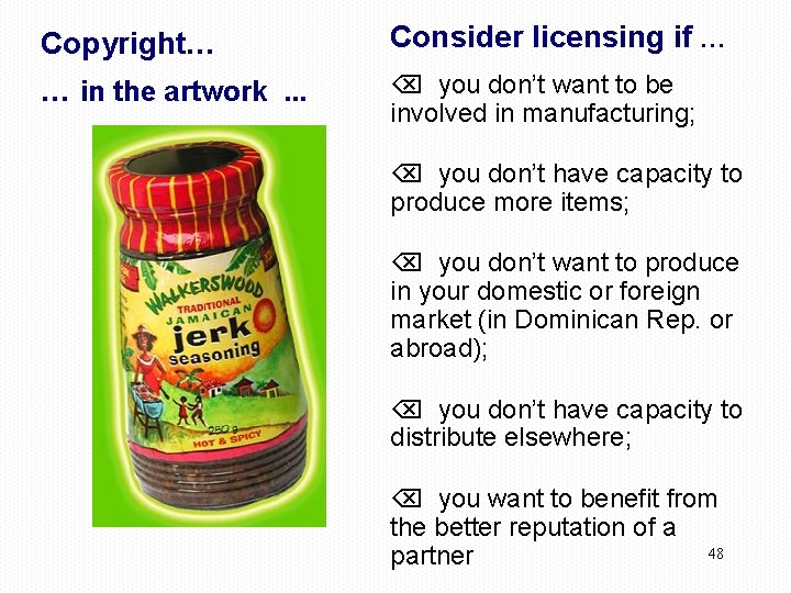 Copyright… Consider licensing if … … in the artwork. . . you don’t want