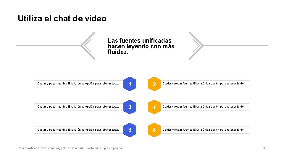 Utiliza el chat de video Las fuentes unificadas hacen leyendo con más fluidez. Copiar