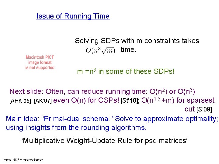 Issue of Running Time Solving SDPs with m constraints takes time. m =n 3