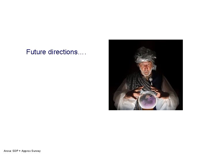 Future directions…. Arora: SDP + Approx Survey 