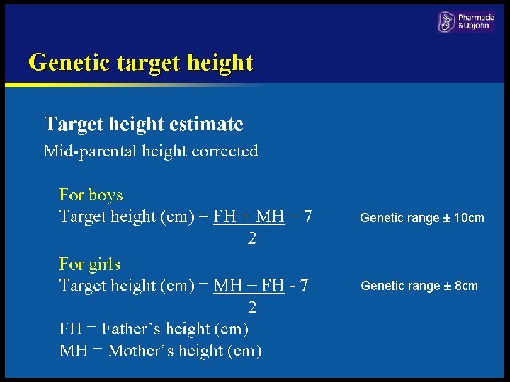 Genetic range ± 10 cm Genetic range ± 8 cm 