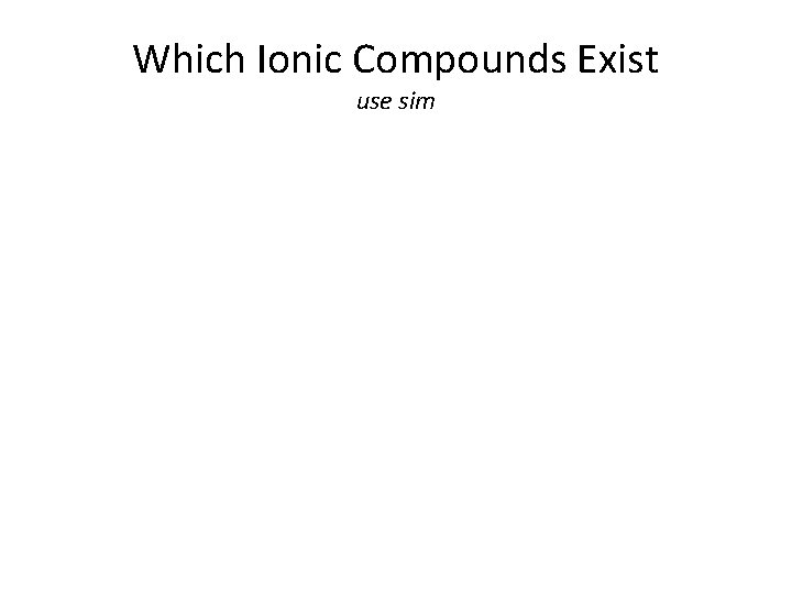 Which Ionic Compounds Exist use sim 