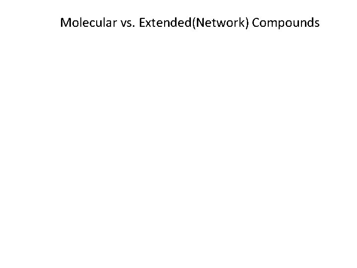 Molecular vs. Extended(Network) Compounds 