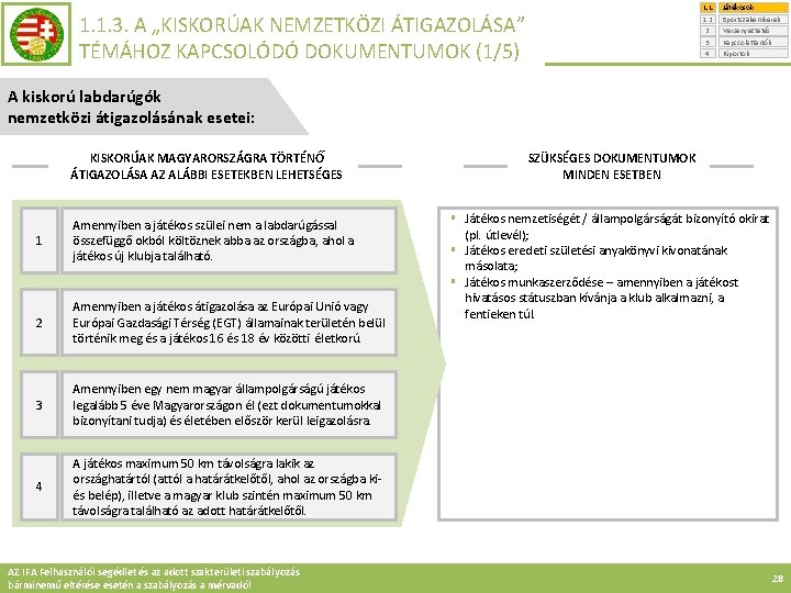 1. 1. 1. 2. 2. 3. 4. 1. 1. 3. A „KISKORÚAK NEMZETKÖZI ÁTIGAZOLÁSA”