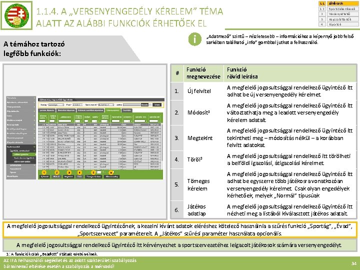 1. 1. 1. 2. 2. 3. 4. 1. 1. 4. A „VERSENYENGEDÉLY KÉRELEM” TÉMA