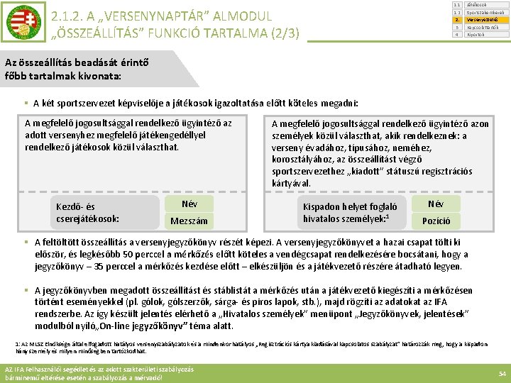 1. 1. 1. 2. 2. 3. 4. 2. 1. 2. A „VERSENYNAPTÁR” ALMODUL „ÖSSZEÁLLÍTÁS”