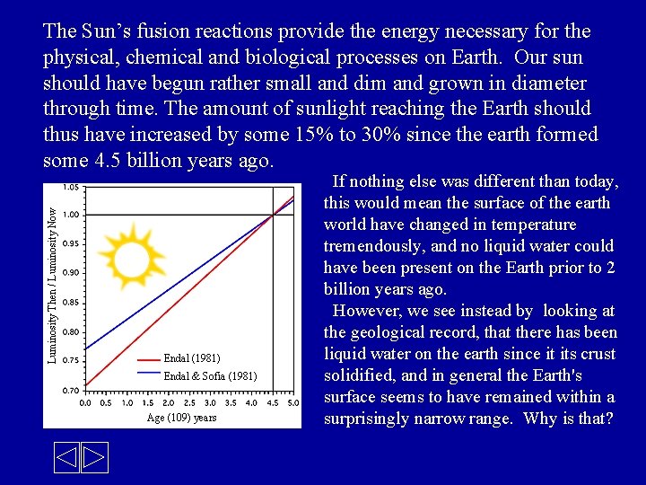 The Sun’s fusion reactions provide the energy necessary for the physical, chemical and biological