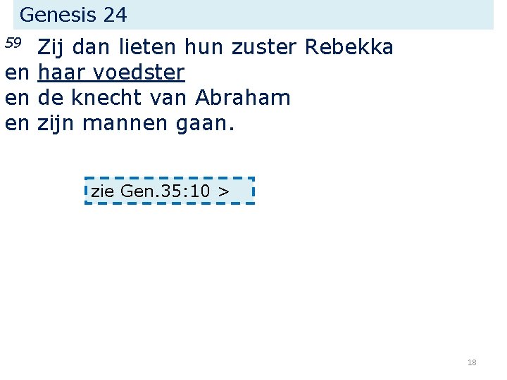 Genesis 24 Zij dan lieten hun zuster Rebekka en haar voedster en de knecht