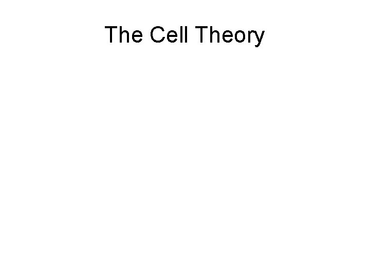 The Cell Theory 