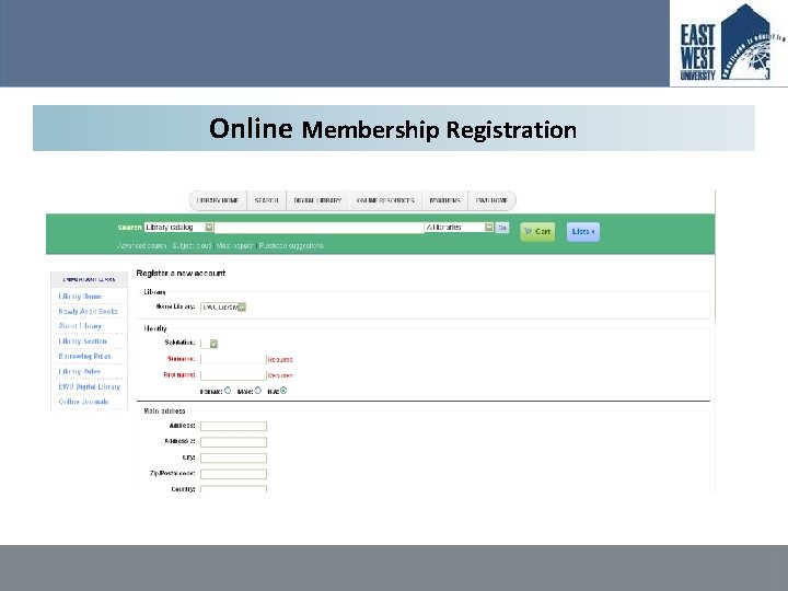 Online Membership Registration 