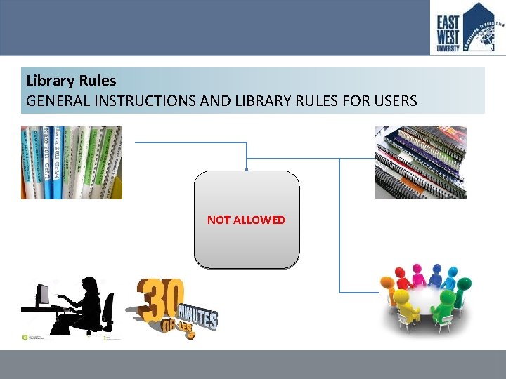 Library Rules GENERAL INSTRUCTIONS AND LIBRARY RULES FOR USERS NOT ALLOWED 