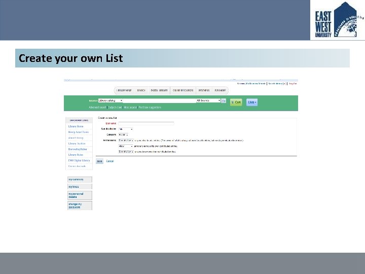 Create your own List 