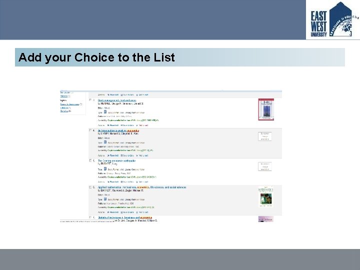 Add your Choice to the List 