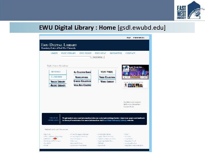 EWU Digital Library : Home [gsdl. ewubd. edu] 