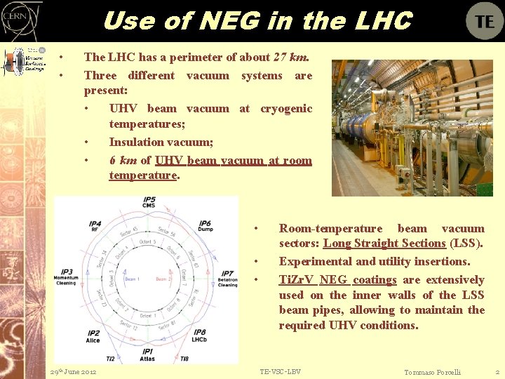 Use of NEG in the LHC • • The LHC has a perimeter of