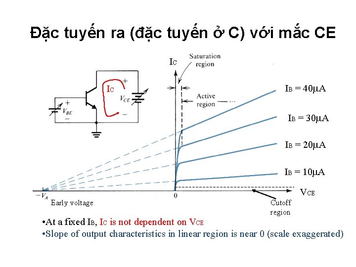 Đặc tuyến ra (đặc tuyến ở C) với mắc CE IC IC IB =
