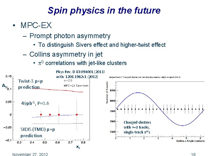 Spin physics in the future • MPC-EX – Prompt photon asymmetry • To distinguish
