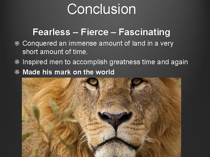 Conclusion Fearless – Fierce – Fascinating Conquered an immense amount of land in a