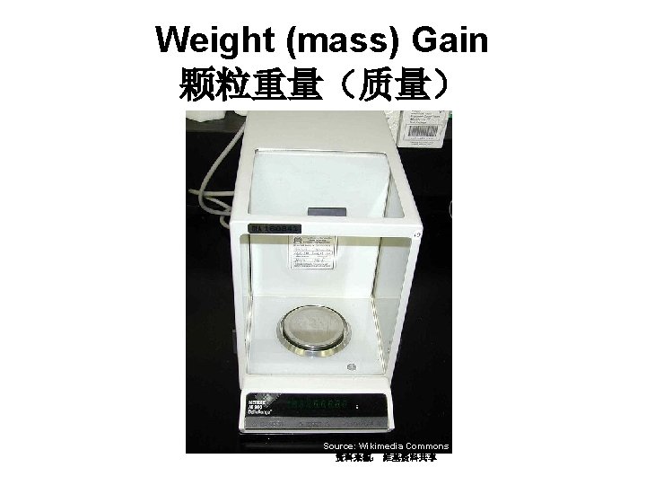 Weight (mass) Gain 颗粒重量（质量） Source: Wikimedia Commons 资料来源： 维基资料共享 