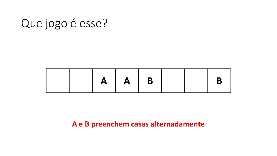 Que jogo é esse? A A B A e B preenchem casas alternadamente B