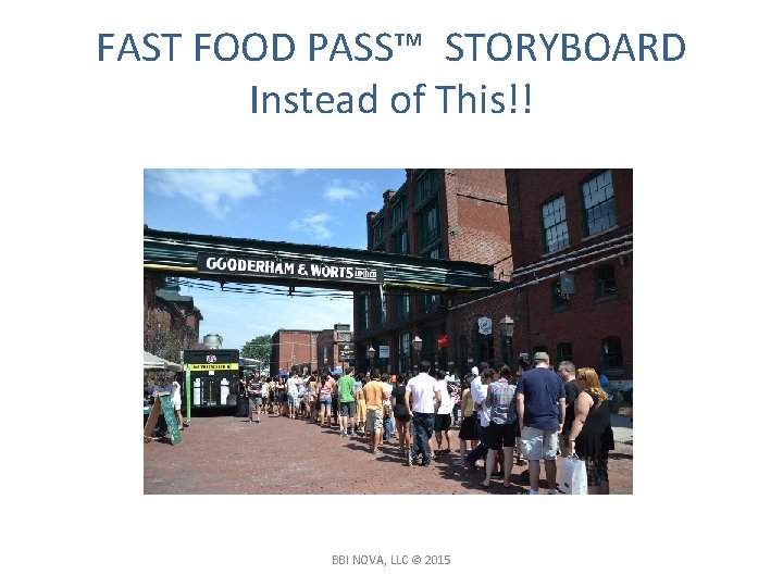 FAST FOOD PASS™ STORYBOARD Instead of This!! BBI NOVA, LLC © 2015 