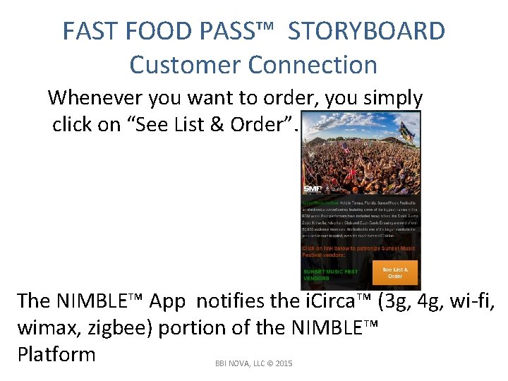 FAST FOOD PASS™ STORYBOARD Customer Connection Whenever you want to order, you simply click