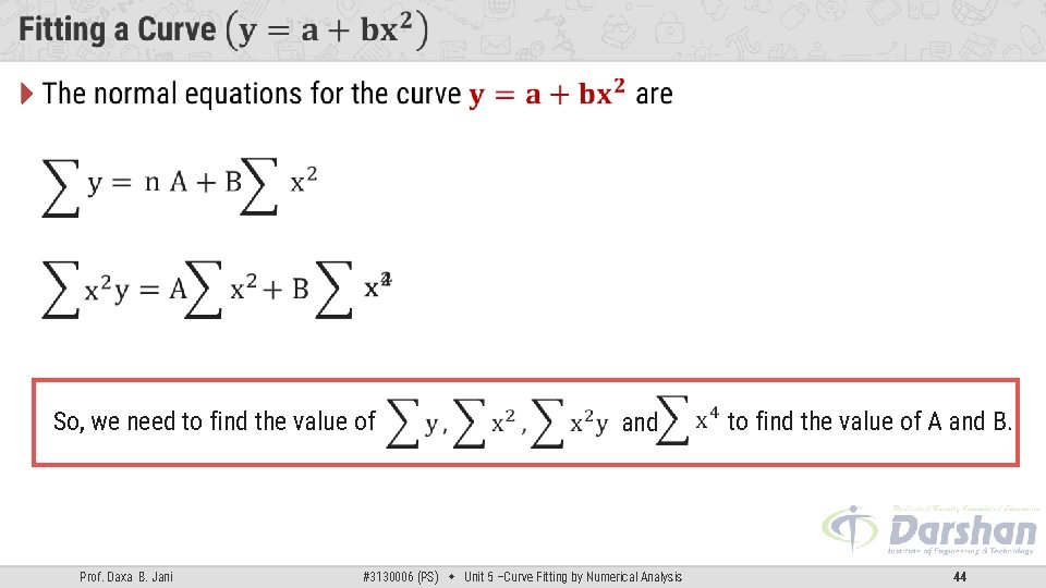 So, we need to find the value of Prof. Daxa B. Jani and  So, we need to find the value of Prof. Daxa B. Jani and