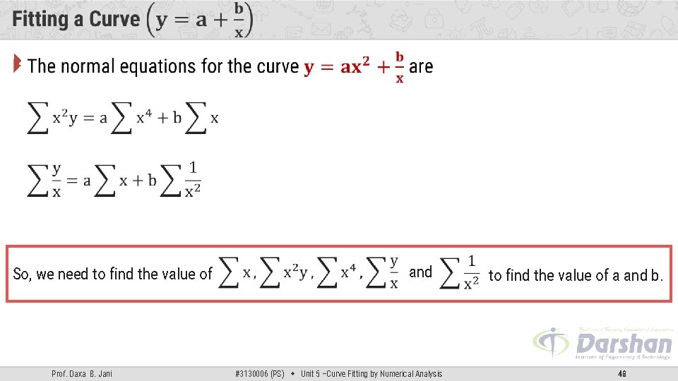 So, we need to find the value of Prof. Daxa B. Jani and  So, we need to find the value of Prof. Daxa B. Jani and