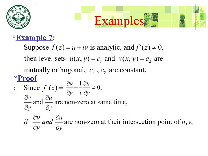 Examples *Example 7: *Proof : By derivation rules on implicity function, 