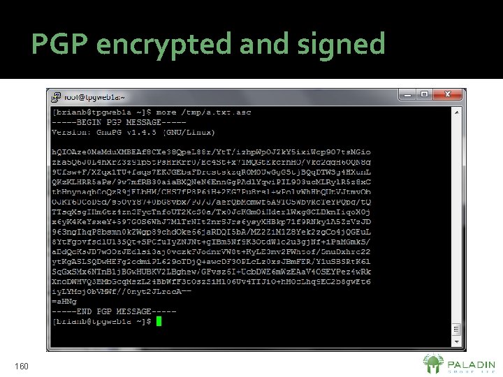 PGP encrypted and signed 160 