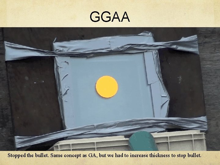 GGAA Stopped the bullet. Same concept as GA, but we had to increase thickness