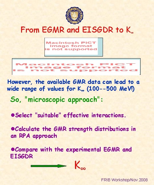 From EGMR and EISGDR to K∞ However, the available GMR data can lead to